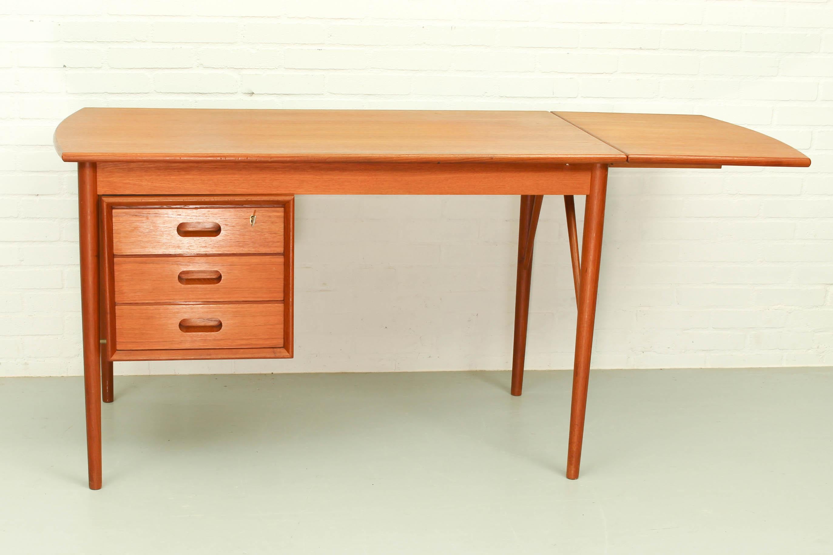 Mid-Century Modern Drop Leaf Desk by Erik Buch for Oddense Maskinsnedkeri AS, 1960s