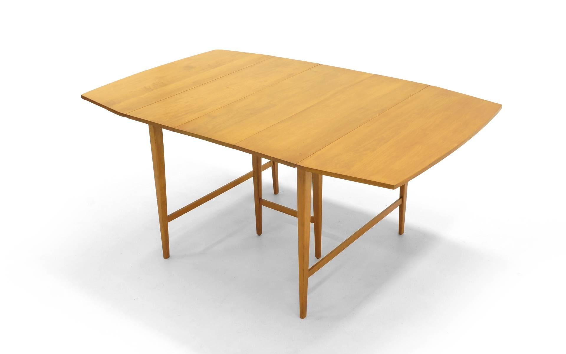 Drop-Leaf Dining Table by Paul McCobb, Expandable with Three Leaves, Solid Maple 1