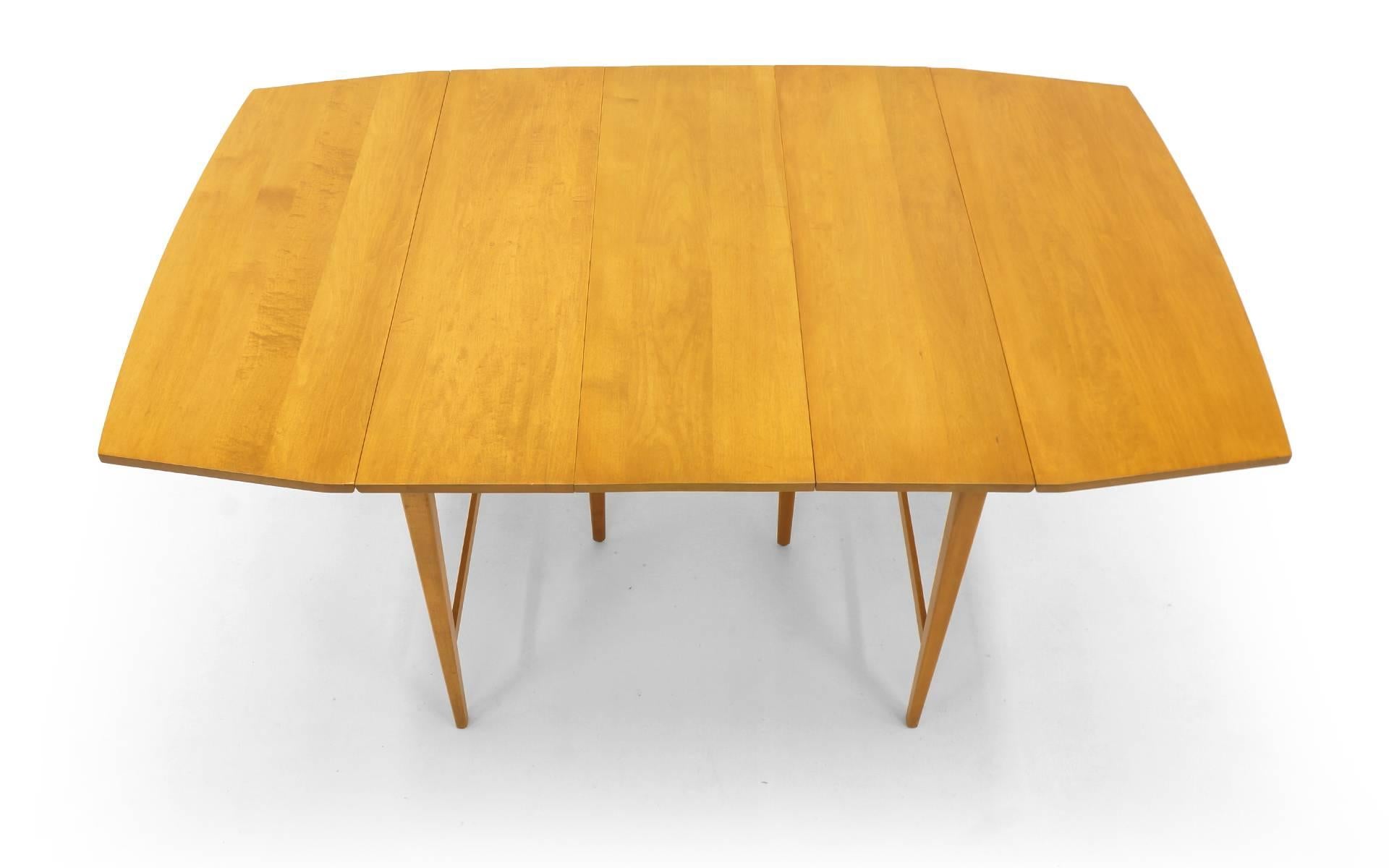 Drop-Leaf Dining Table by Paul McCobb, Expandable with Three Leaves, Solid Maple 2