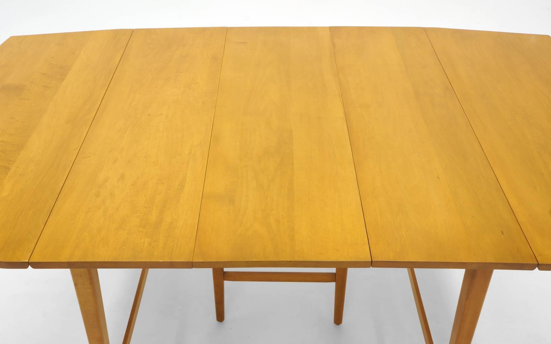 Drop-Leaf Dining Table by Paul McCobb, Expandable with Three Leaves, Solid Maple 3