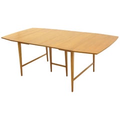 Retro Drop-Leaf Dining Table by Paul McCobb, Expandable with Three Leaves, Solid Maple