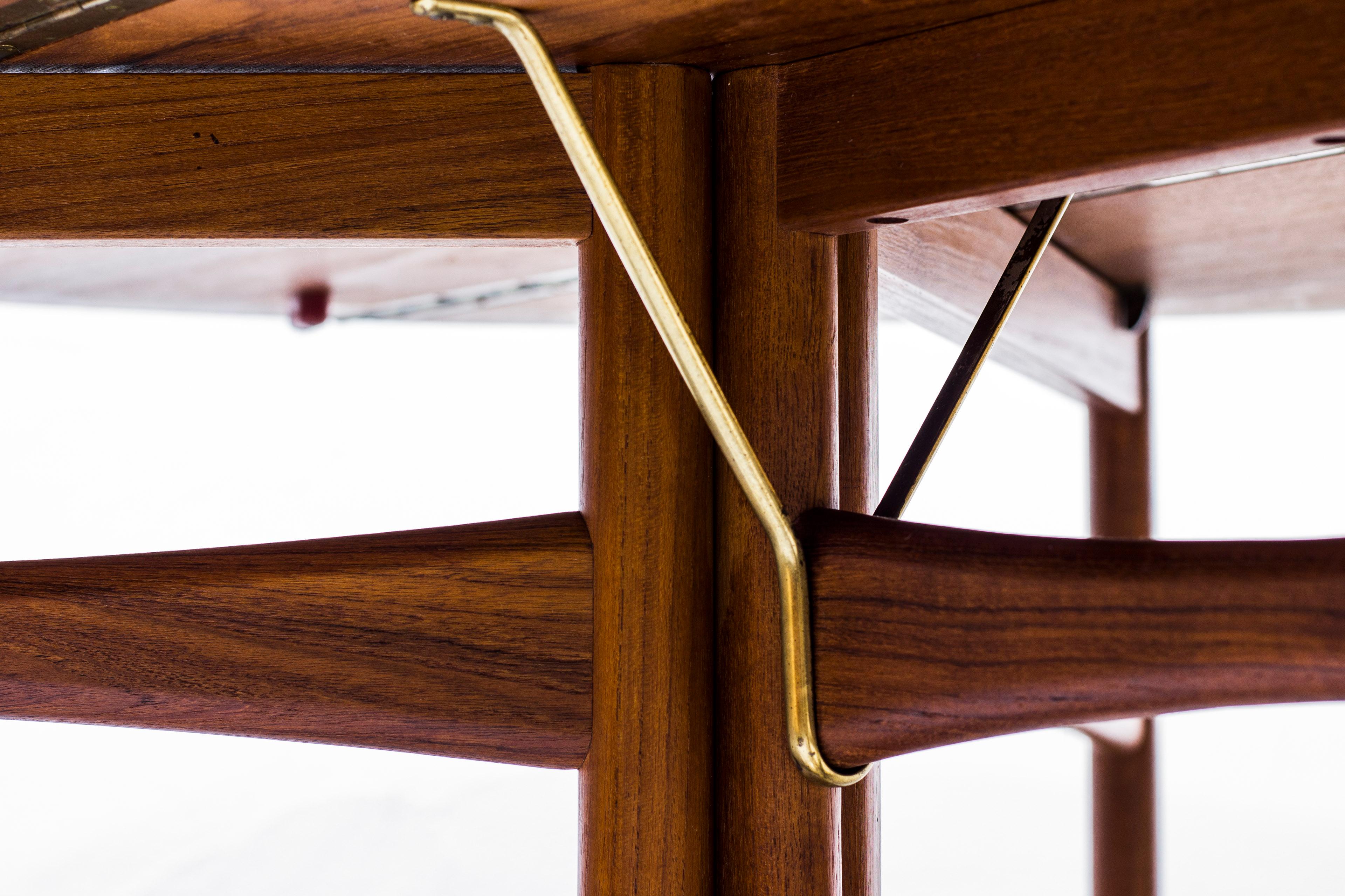 Brass Drop Leaf Dining Table by Peter Hvidt & Orla Mølgaard Nielsen, Denmark, 1950s