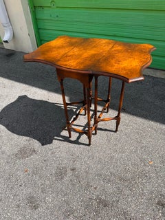 Drop leaf gateleg Burl Walnut side table by Theodore Alexander