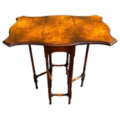 Drop leaf gateleg Burl Walnut side table by Theodore Alexander