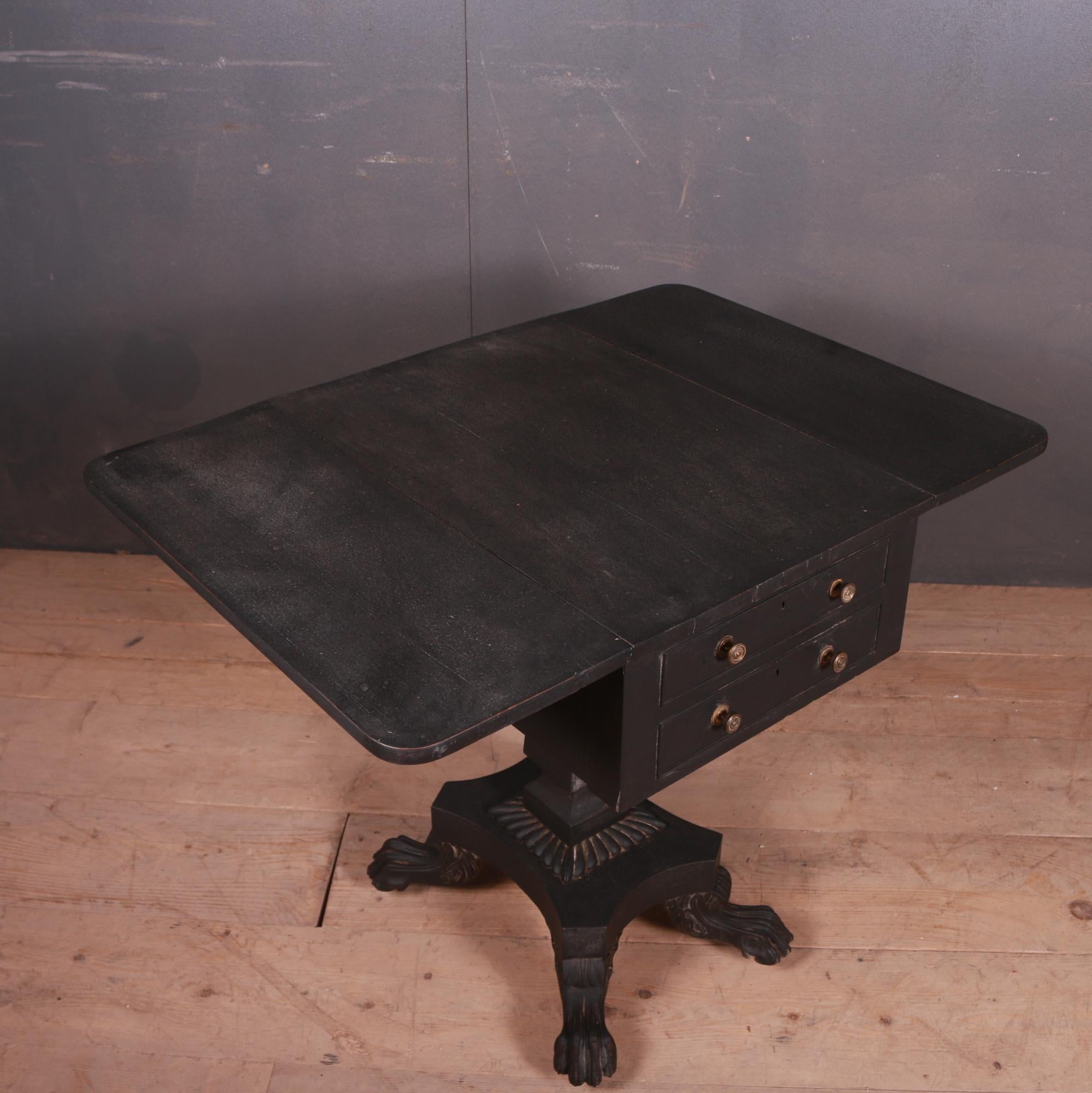 English Drop-Leaf Lamp Table For Sale