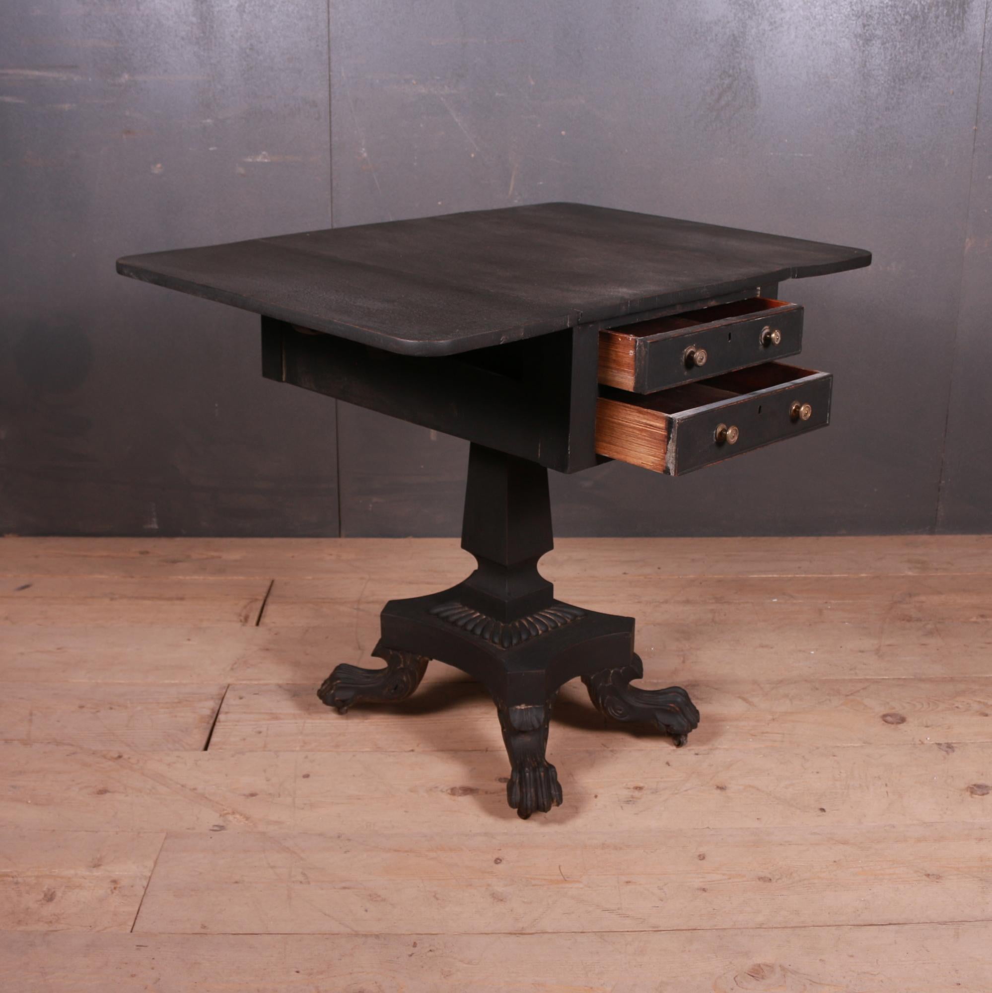 Painted Drop-Leaf Lamp Table For Sale