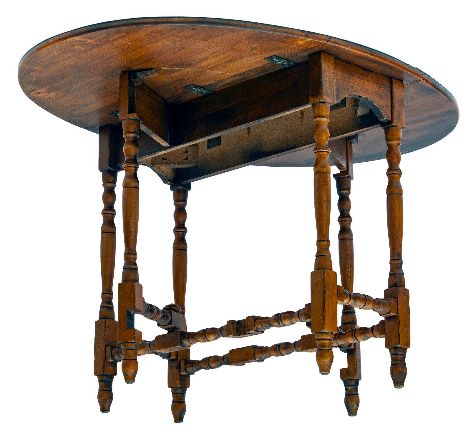 Fruitwood Drop Leaf Oval Gate Leg Table