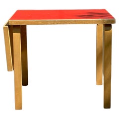 Retro Drop-Leaf Red Linoleum Table by Alvar Aalto for Artek