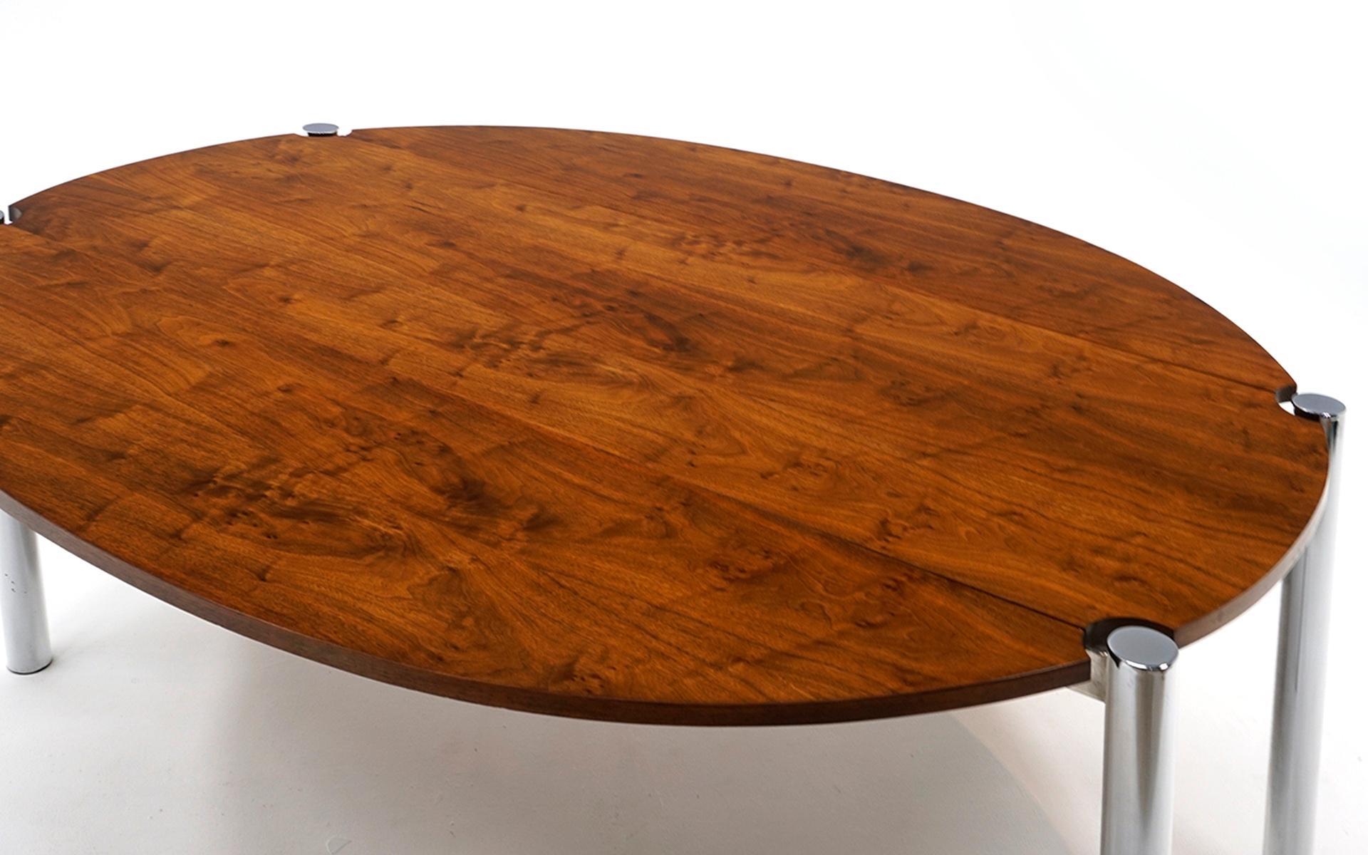 Drop-Leaf Rosewood and Chrome Dining Table Attributed to Milo Baughman In Good Condition In Kansas City, MO