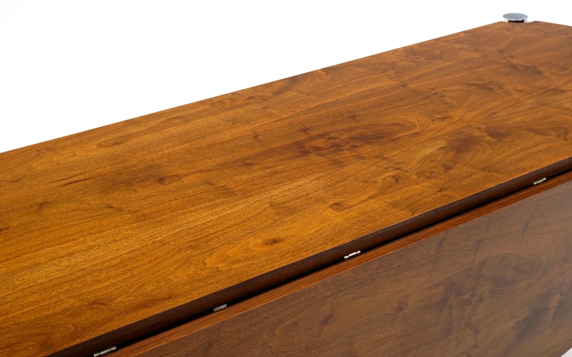 Drop-Leaf Rosewood and Chrome Dining Table Attributed to Milo Baughman 2