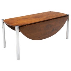 Vintage Drop-Leaf Rosewood and Chrome Dining Table Attributed to Milo Baughman