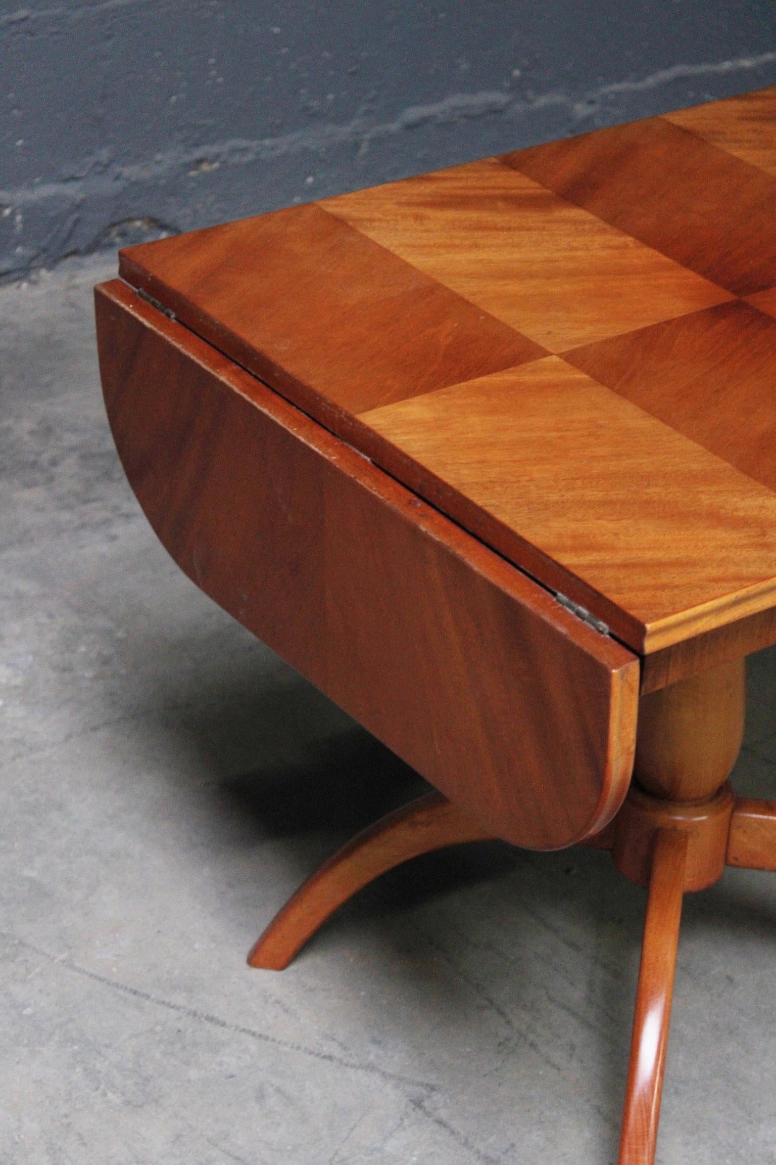 Modern Drop-Leaf Side Table Made from Mahogany For Sale