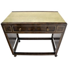 Drop Leaf Textured Brass Top Burl Wood Rolling Serving Cart Bar by Mastercraft