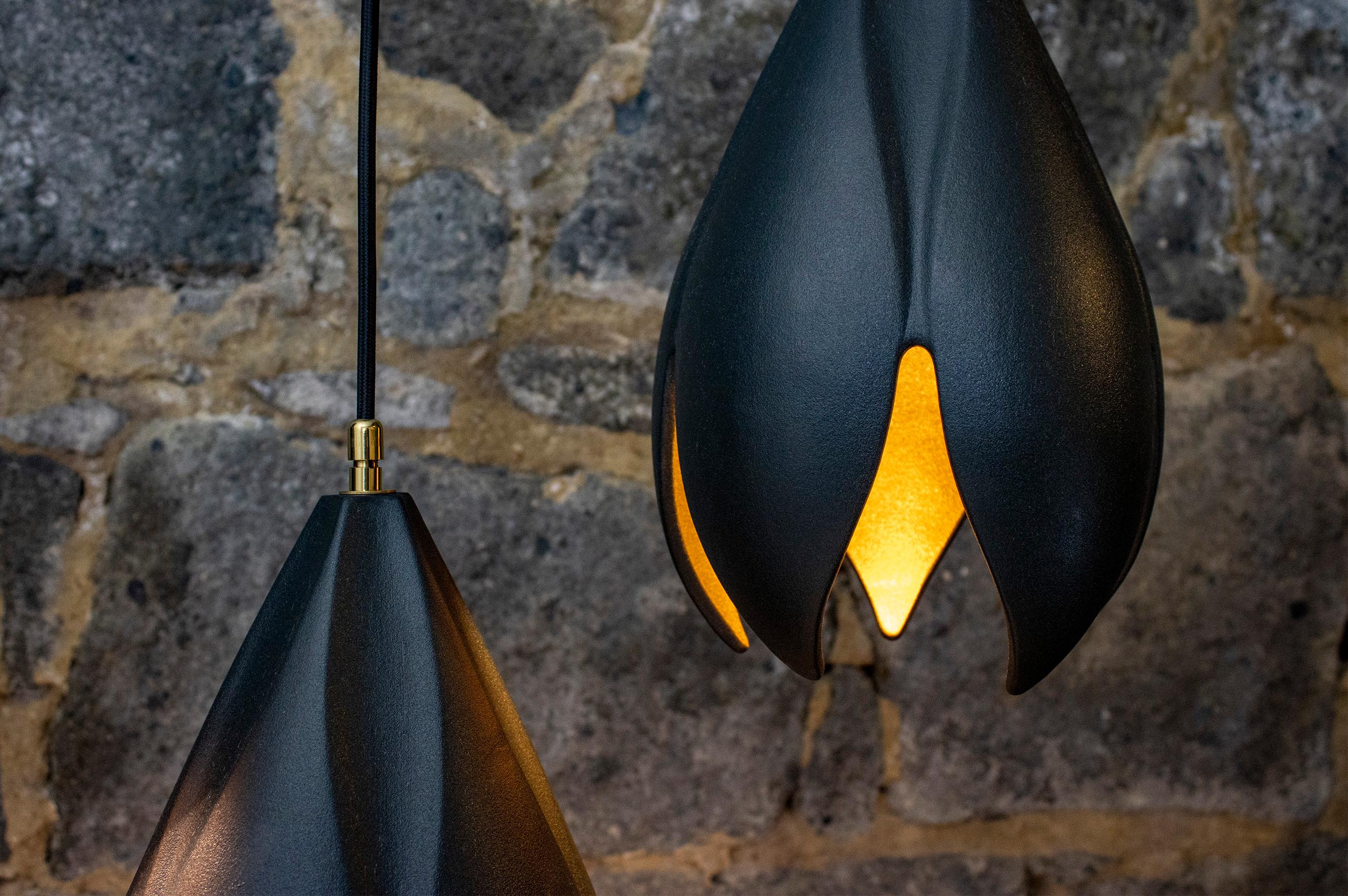Drop Light - Matte Black / Copper Lustre - Pendant Light In New Condition For Sale In Dunedin, NZ