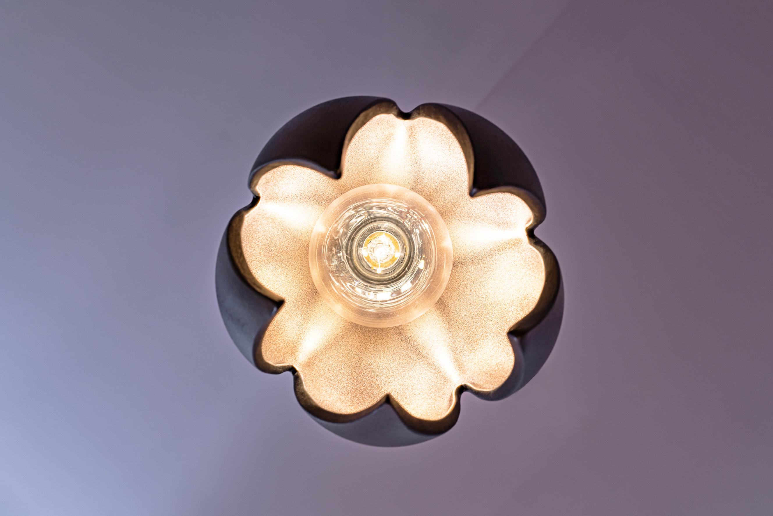 Porcelain Drop Light - Matte Black / Copper Lustre - Pendant Light For Sale