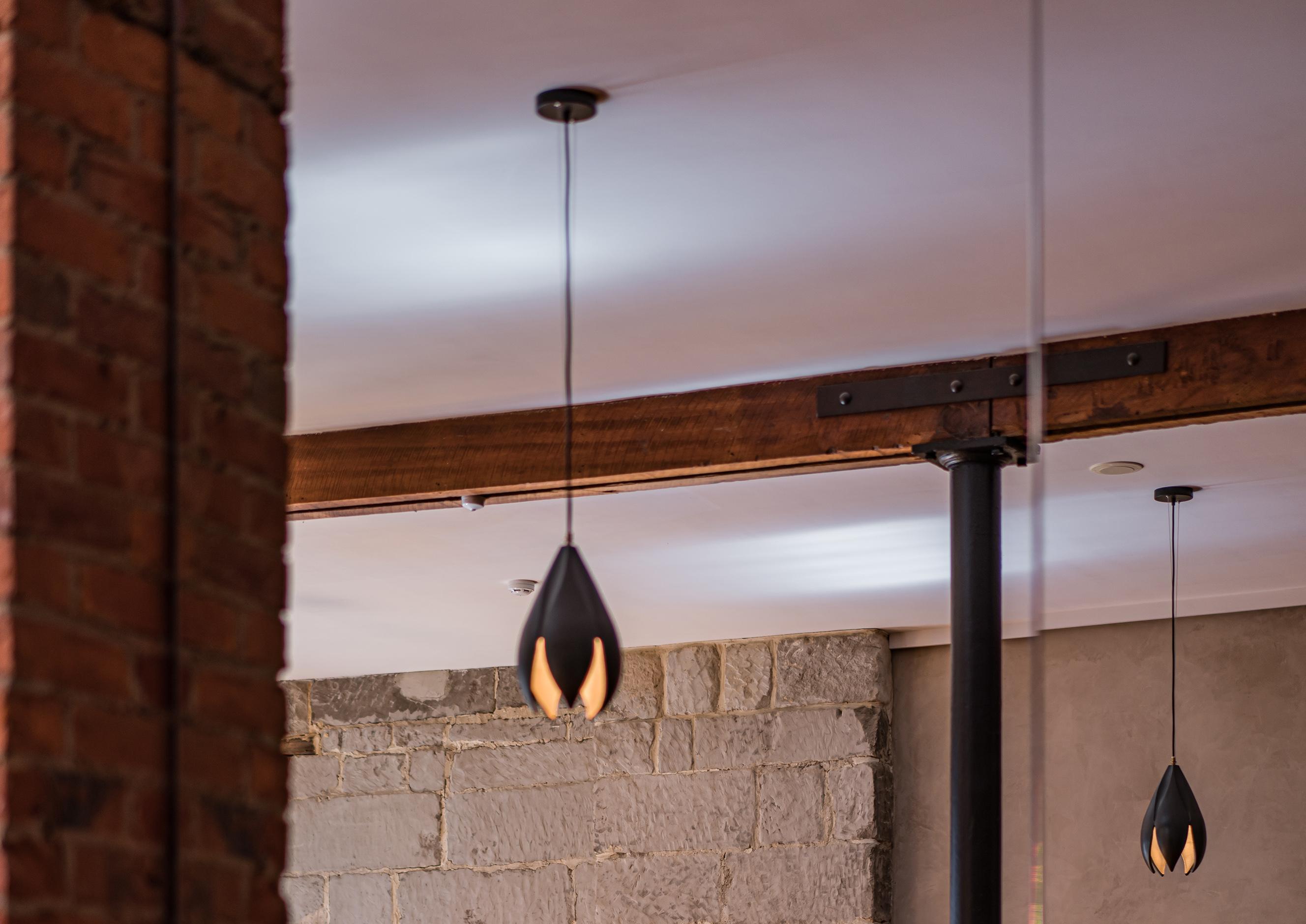 Drop Light - Matte Black / Copper Lustre - Pendant Light For Sale 1