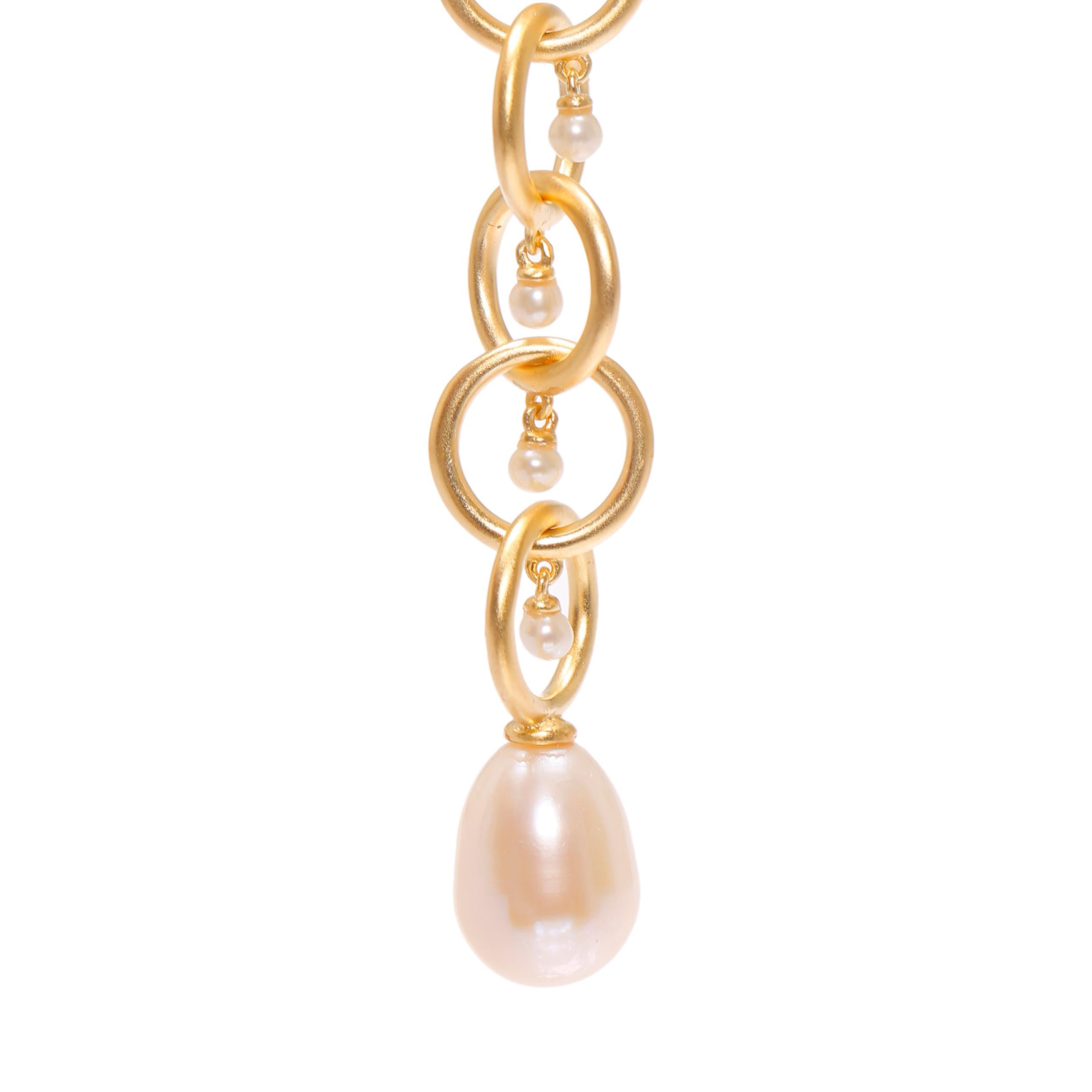 Contemporary Drop Links Earrings the Rebel Queen Nefertiti with Moonstone and Pearls