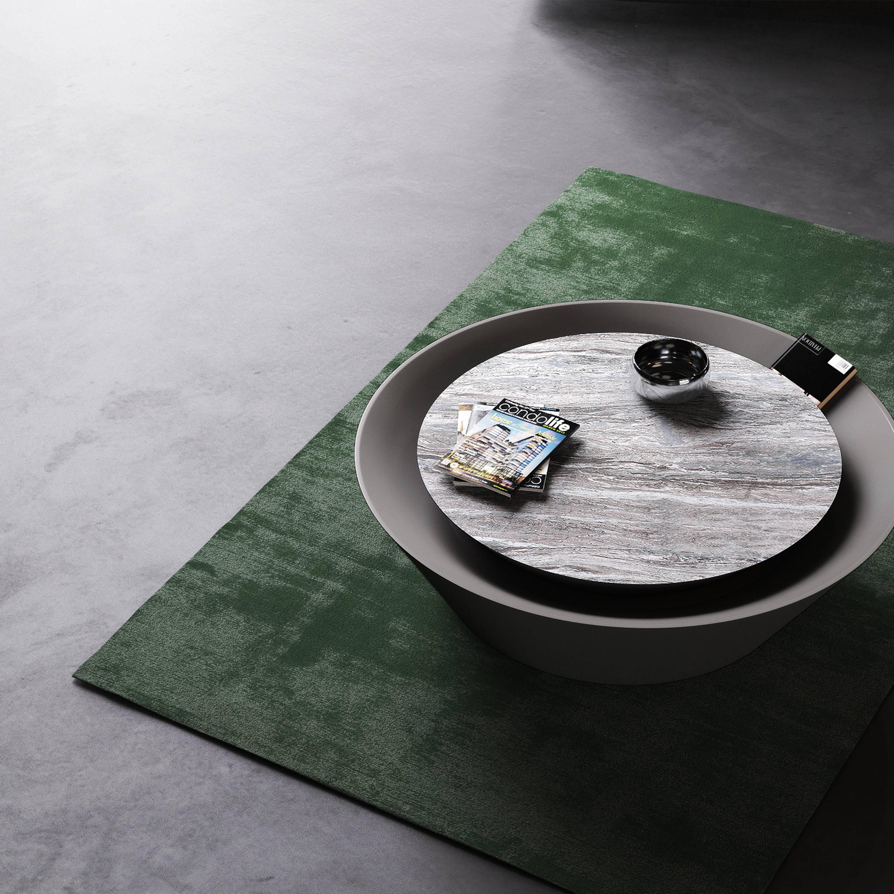 Minimalist 21st Century, Modern, Contemporary, Wood, Marble, Round, Drop Coffee Table For Sale
