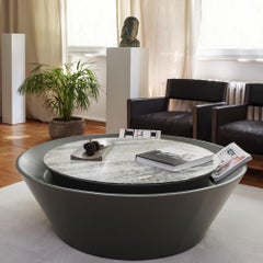 21. Jahrhundert, Modern, Zeitgenössisch, Holz, Marmor, Rund, Couchtisch mit Tropfen