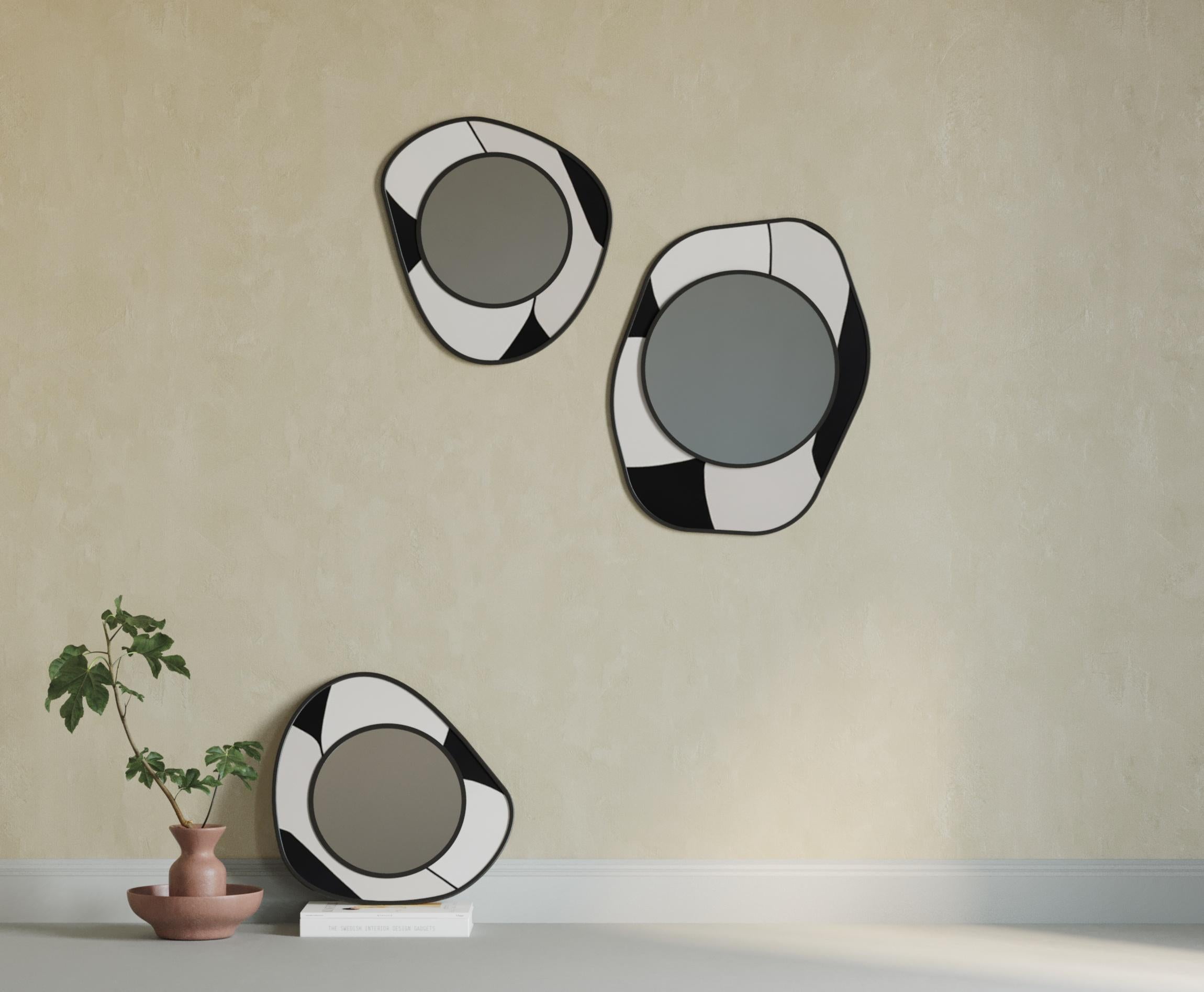 Turkish Drop Mirror Stone Effect Lacquered Small by Hermhaus For Sale