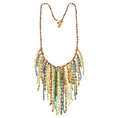 Multi Strand Amber Turquoise Aquamarine Necklace