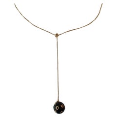 Drop Necklace Diamond Star Black Enamel