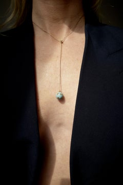 Light Blue Enamel Drop Necklace White Diamonds Stars Gold Plated Silver