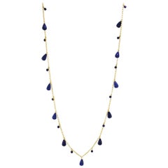 Drop Necklace Lapis Lazuli and 18 Karat Gold