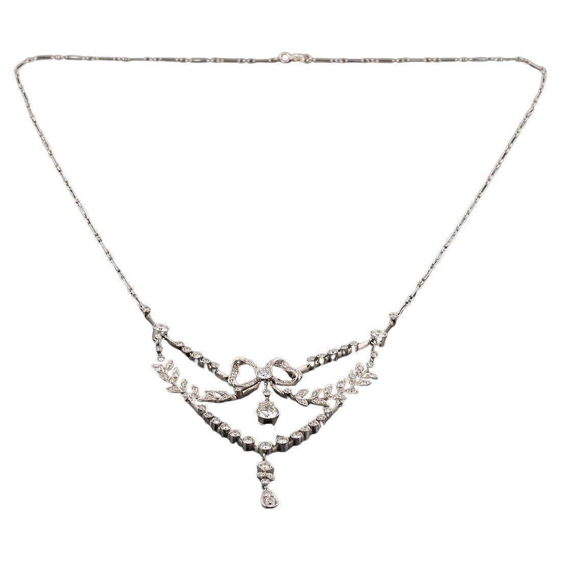 Drop necklace Platinum and diamonds