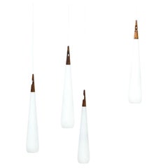 "Drop" Opaline Glass Pendant Lamps by Uno & Östen Kristiansson