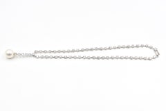 Drop Pearl and Crystal CZ Tennis Sterling Silver Statement Gala Bridal Necklace