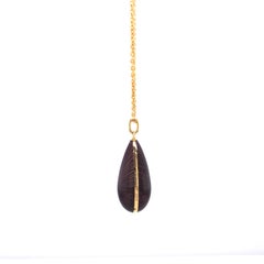 Dew Drop Pendant 18k Yellow Gold Translucent Purple Vitreous Enamel Guilloche