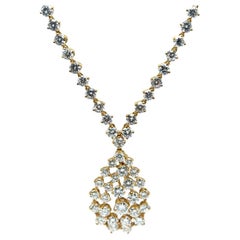 Drop Pendant Neckalace 18Kt Yellow Gold and Diamonds