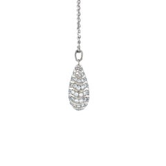 Drop Pendant Necklace - 18k White Gold - 91 Diamonds Total 1.51 ct G VS