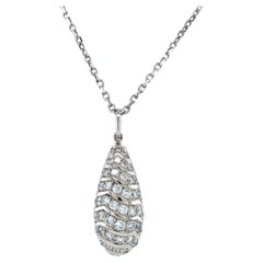 Halskette mit Tropfenanhänger - 18k Weißgold - 91 Diamanten insgesamt 1,51 ct G VS