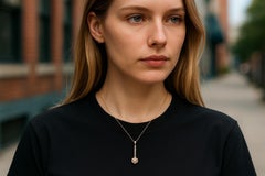 Drop Pendant Necklace in 14K Gold with Crown of Light Articulated 0.55 Diamond