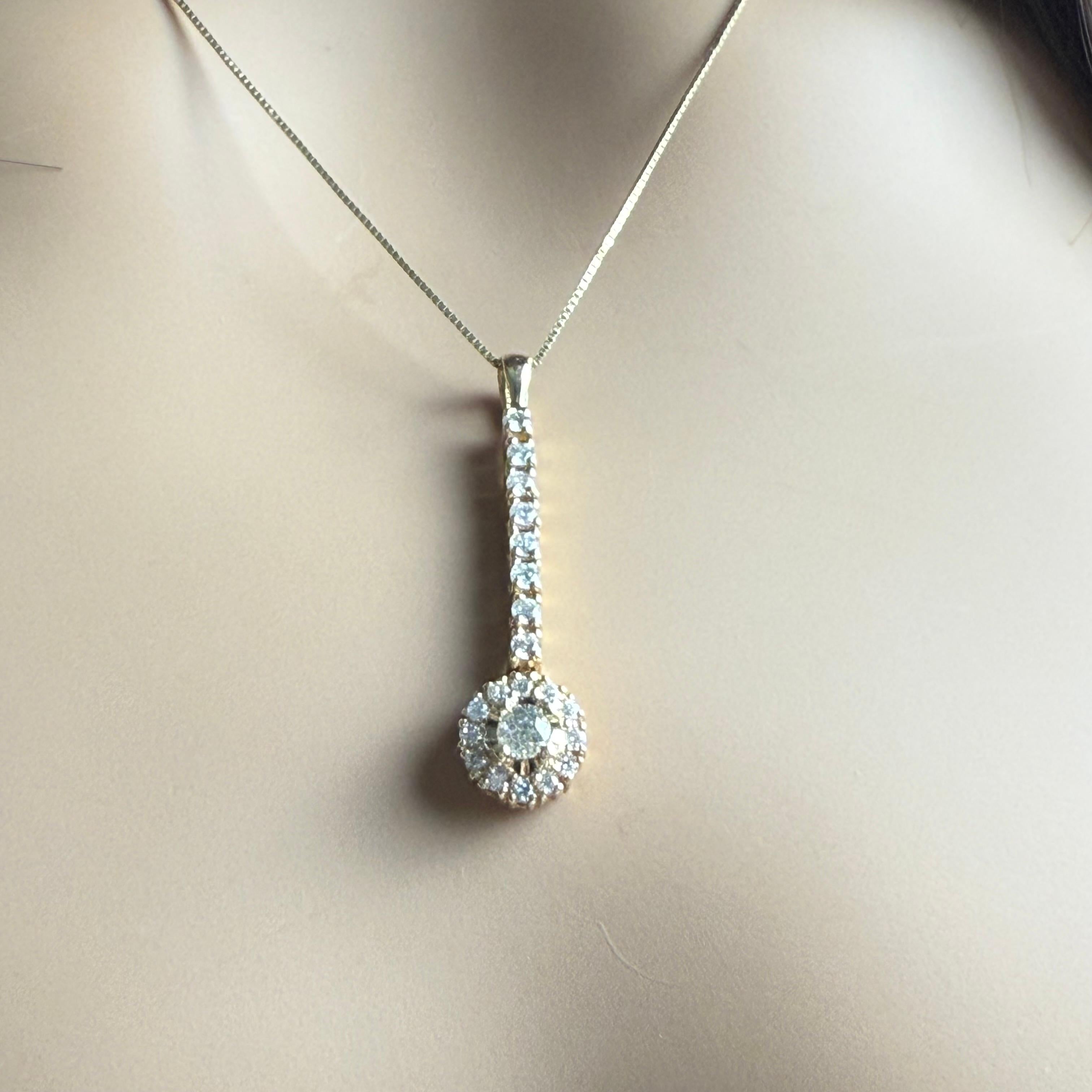 Taille ronde Collier pendentif goutte en or 14K avec Crown of Light Articulé de 0,55 diamant en vente