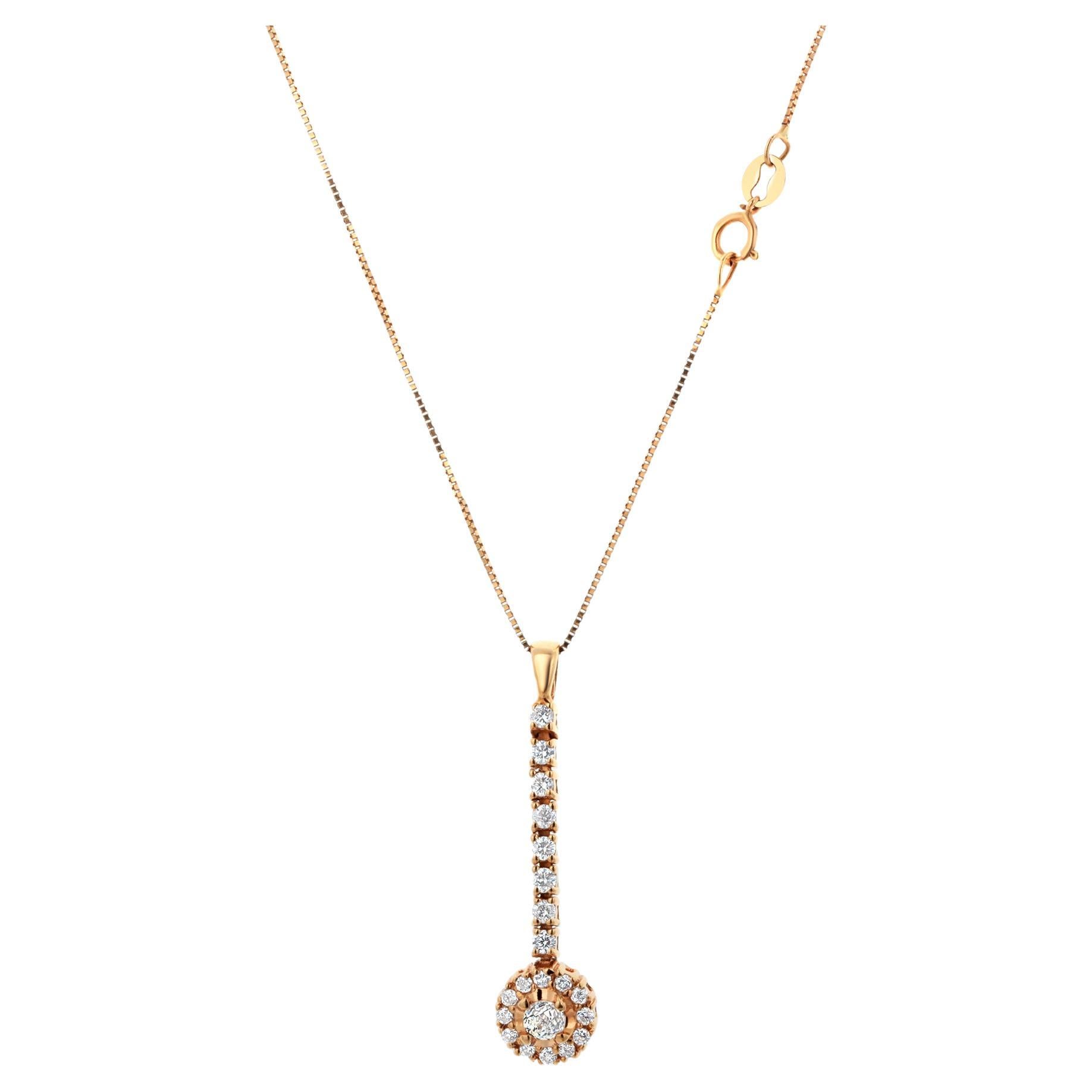 Collier pendentif goutte en or 14K avec Crown of Light Articulé de 0,55 diamant en vente