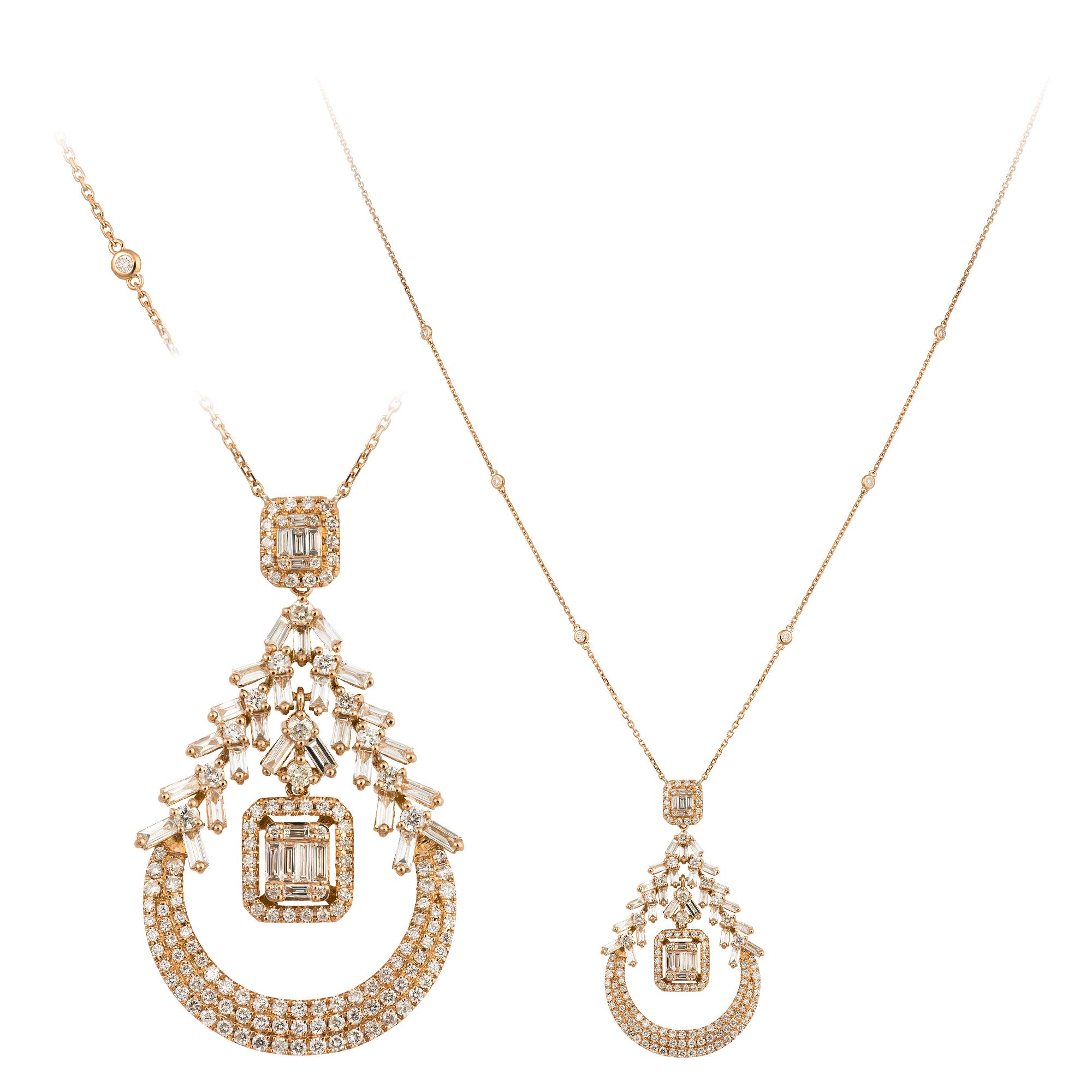 Tropfen Pink Gold 18K Halskette Diamant für Sie (Moderne) im Angebot
