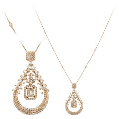 Drop Pink Gold 18K Necklace Diamond for Her