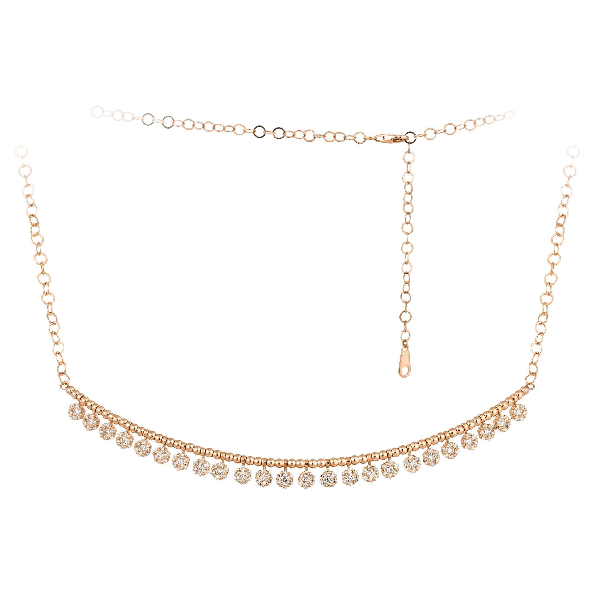 Drop Pink Gold 18K Necklace Diamond for Her For Sale