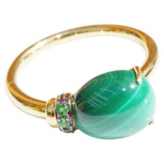 Anello a goccia Malachite Tsavorithe  6,75 ct 21 x9 mm tradizionale made in Italy