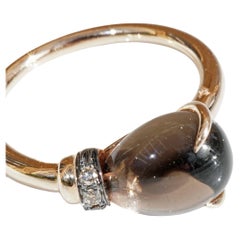 Anello a goccia Quarzo fumé marrone con diamanti 4,22 ct 17x9 mm tradizionale made in Italy