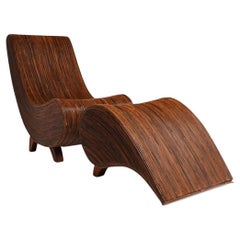 Drop-Shaped Bamboo Chaise Lounge with Ottoman