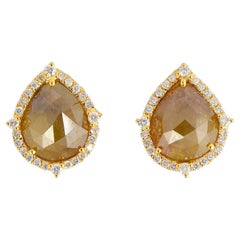 Drop Shaped Ice Diamond Studds Made in 18k Yellow Gold