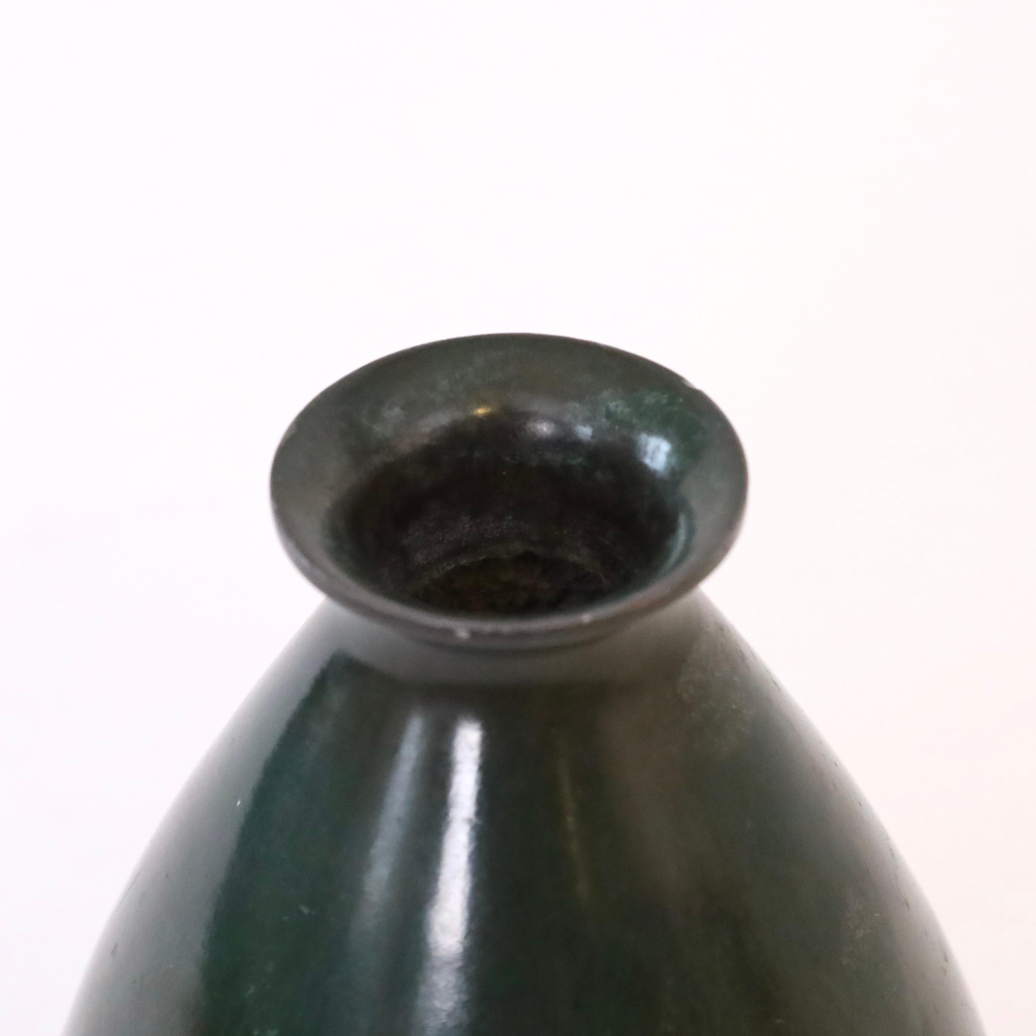 Drop-shaped metal vase designed by Just Andersen, 1930s, Denmark For Sale 5