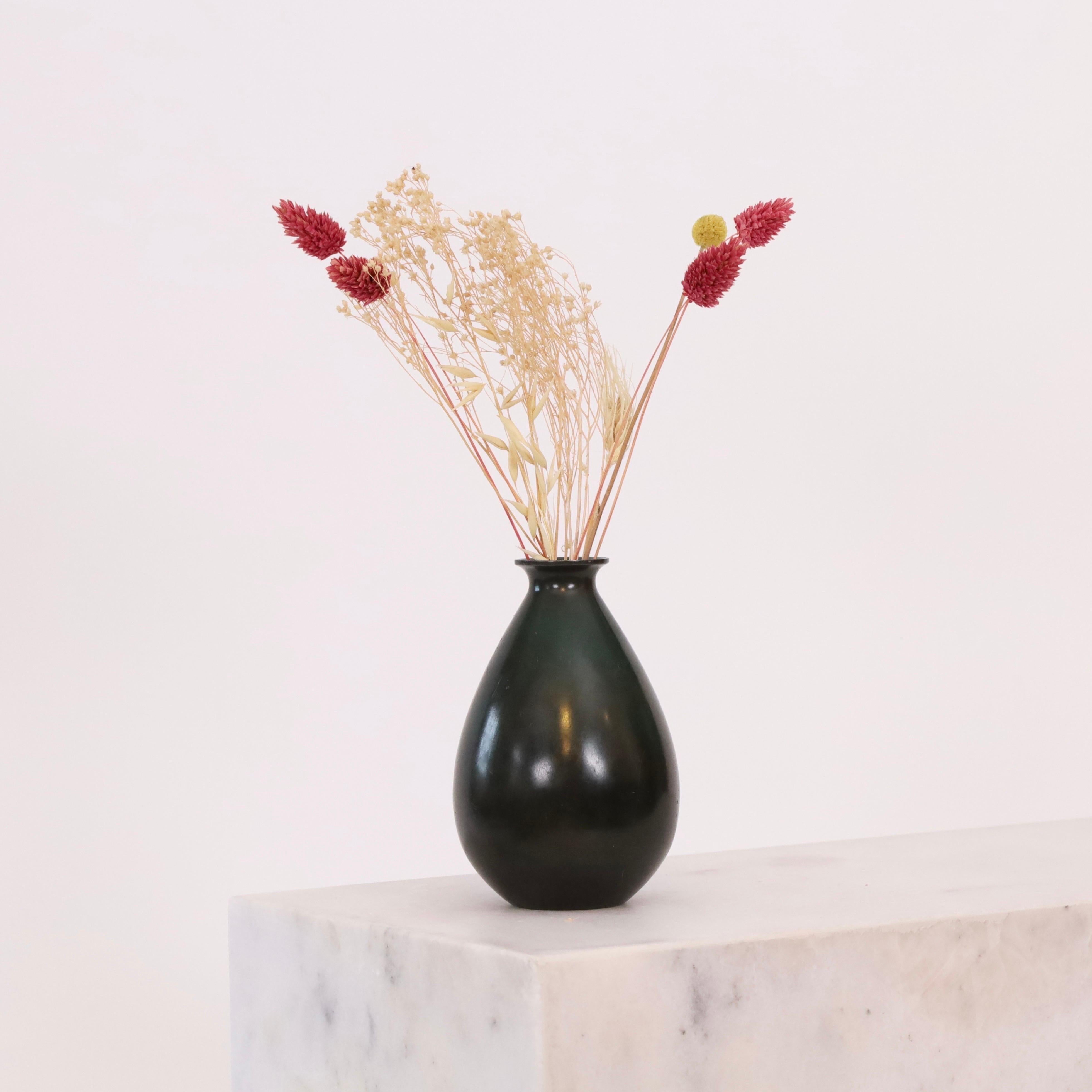 Danish Drop-shaped metal vase designed by Just Andersen, 1930s, Denmark For Sale