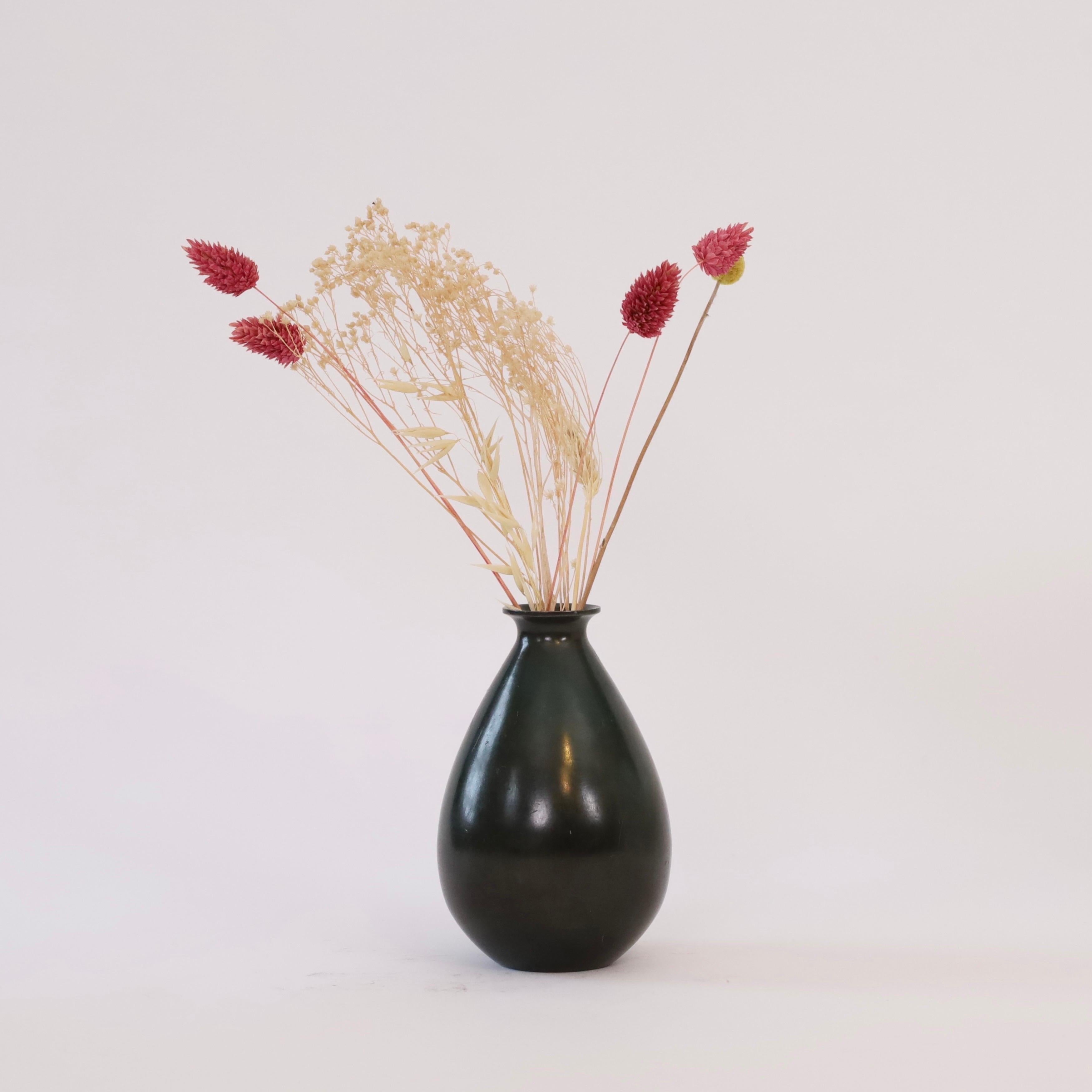 Metal Drop-shaped metal vase designed by Just Andersen, 1930s, Denmark For Sale