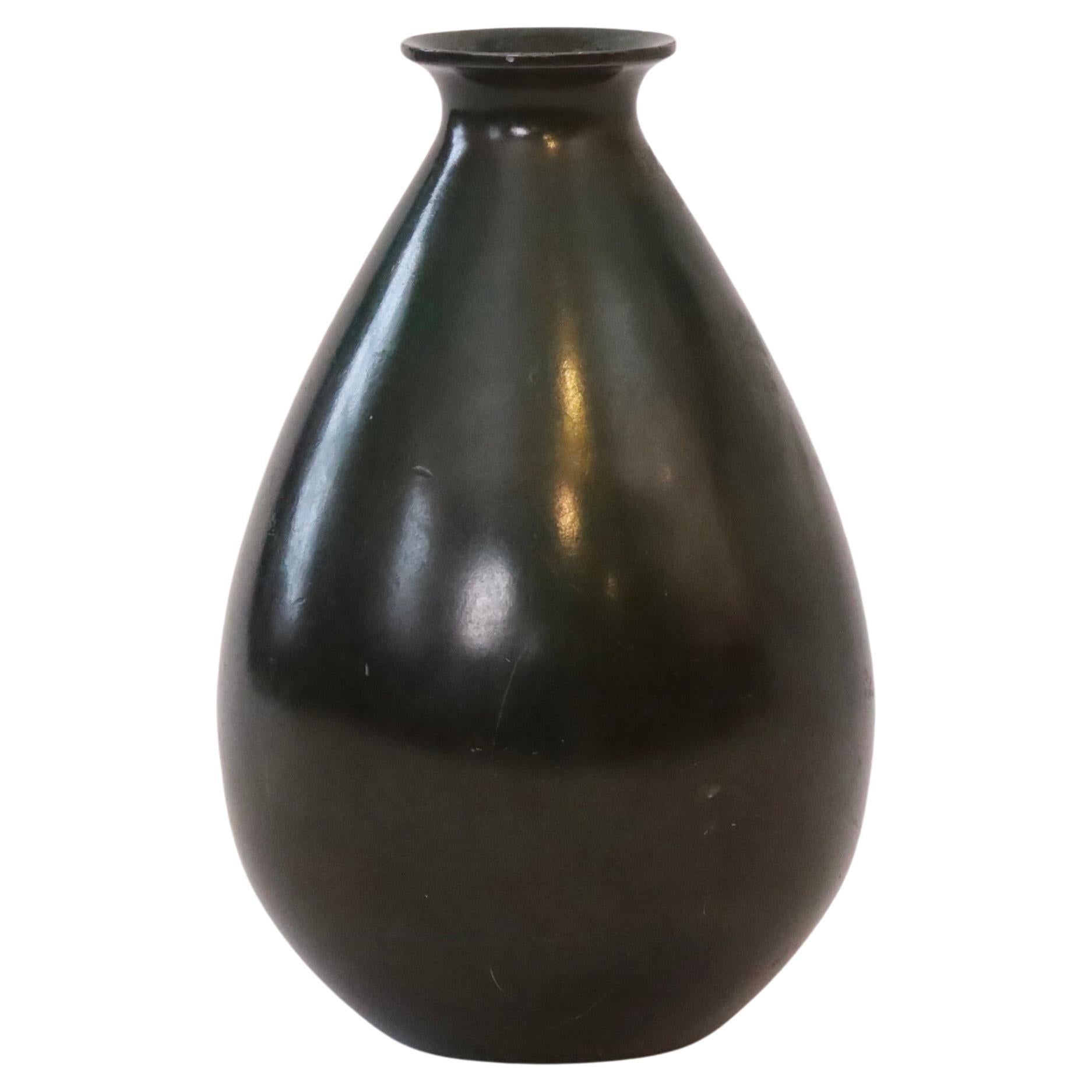Drop-shaped metal vase designed by Just Andersen, 1930s, Denmark For Sale