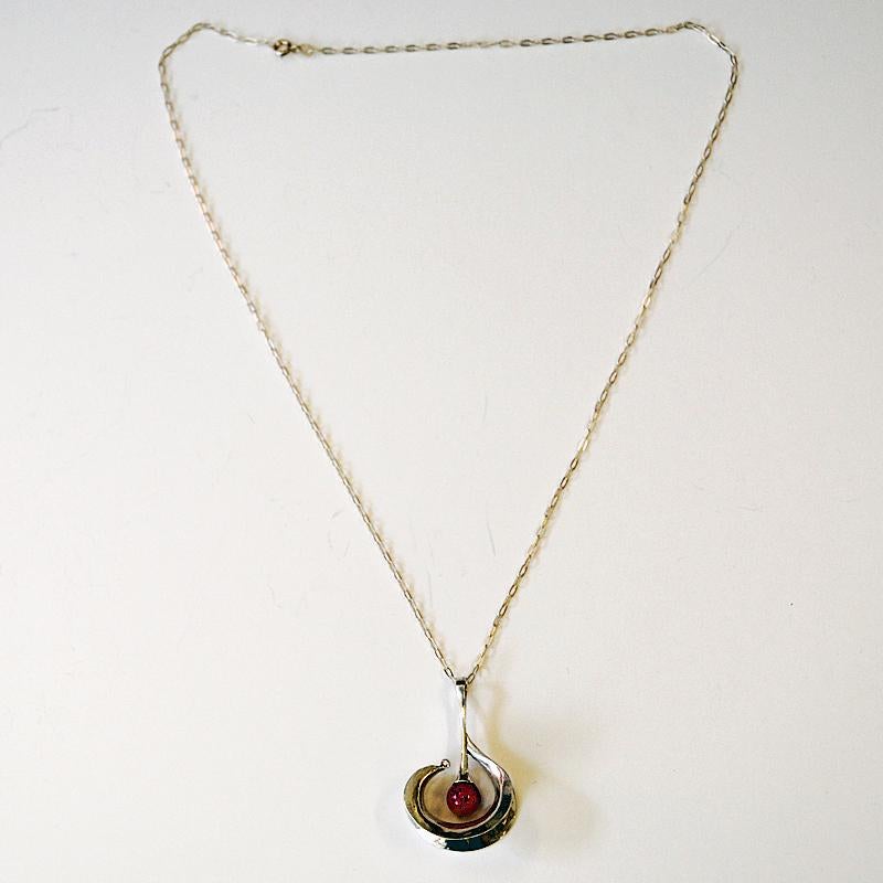 Drop Shaped Silver Necklace by Eric Scott Robbert, Sweden, 1960s In Good Condition In Stockholm, SE